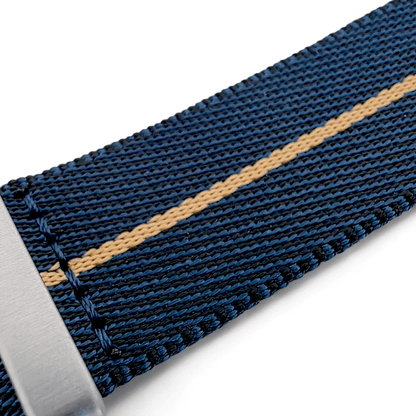 Serica 1.8mm Thick Nylon Military Watch Strap 20mm 22mm Blue Khaki Stripe - Wrist Envy