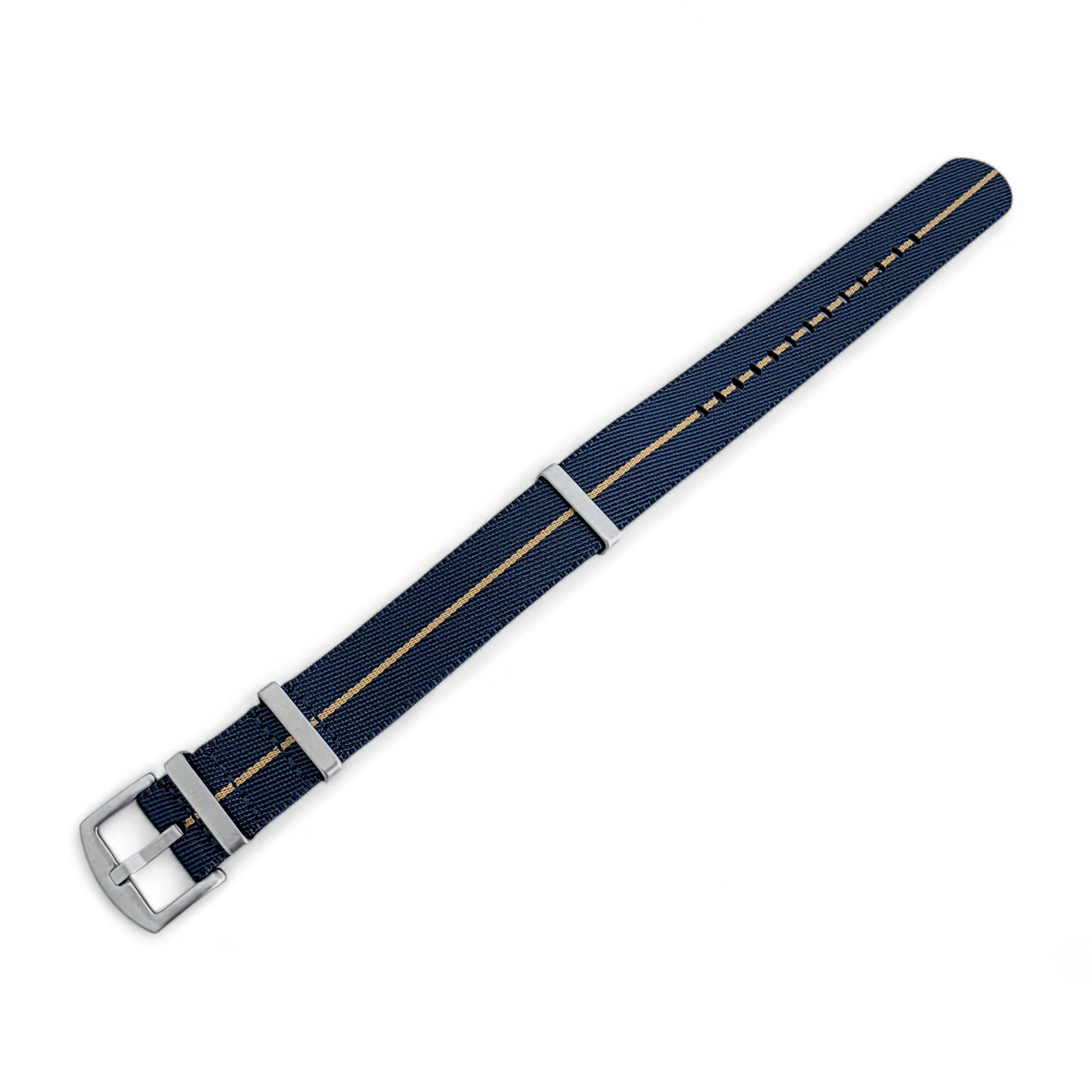 Serica 1.8mm Thick Nylon Military Watch Strap 20mm 22mm Blue Khaki Stripe - Wrist Envy