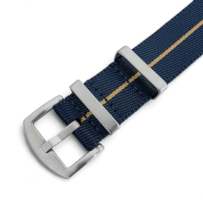 Serica 1.8mm Thick Nylon Military Watch Strap 20mm 22mm Blue Khaki Stripe - Wrist Envy