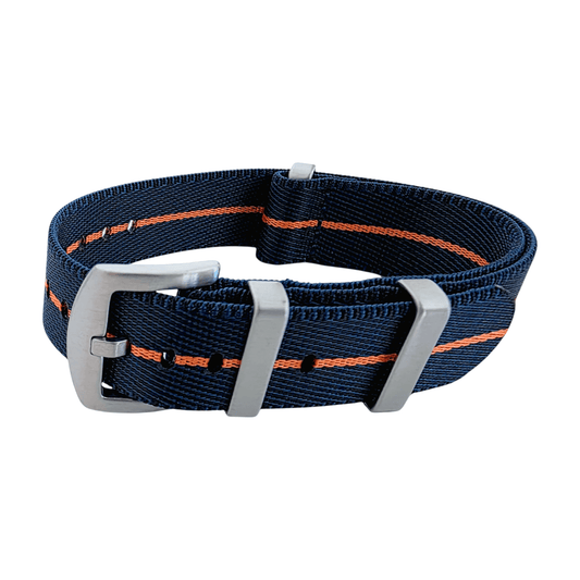 Serica 1.8mm Thick Nylon Military Watch Strap 20mm 22mm Blue Orange - Wrist Envy