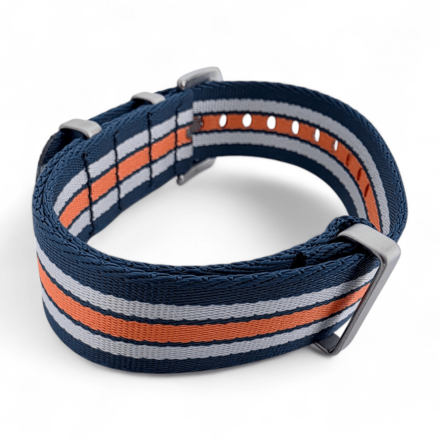Serica 1.8mm Thick Nylon Military Watch Strap 20mm 22mm Blue White Orange - Wrist Envy