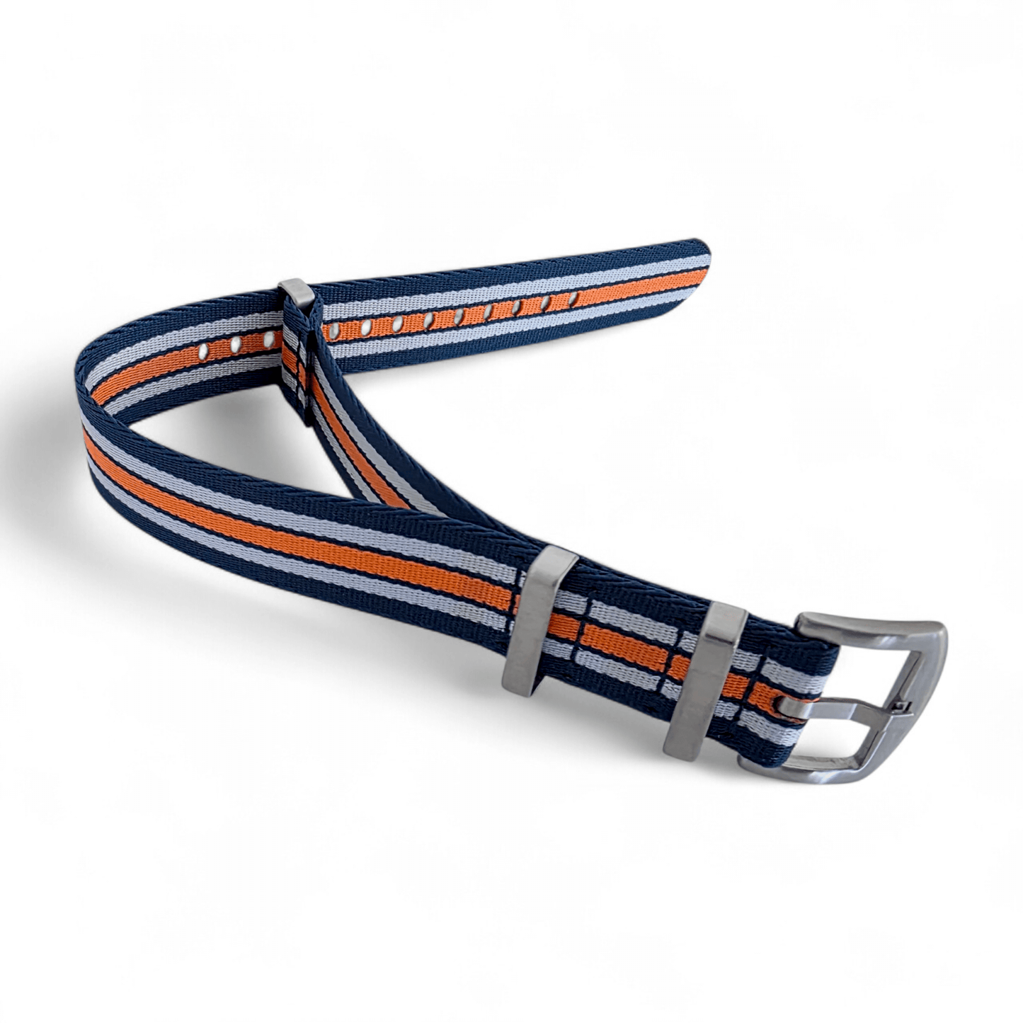 Serica 1.8mm Thick Nylon Military Watch Strap 20mm 22mm Blue White Orange - Wrist Envy