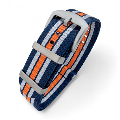 Serica 1.8mm Thick Nylon Military Watch Strap 20mm 22mm Blue White Orange - Wrist Envy