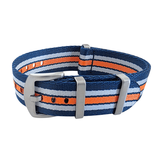 Serica 1.8mm Thick Nylon Military Watch Strap 20mm 22mm Blue White Orange - Wrist Envy