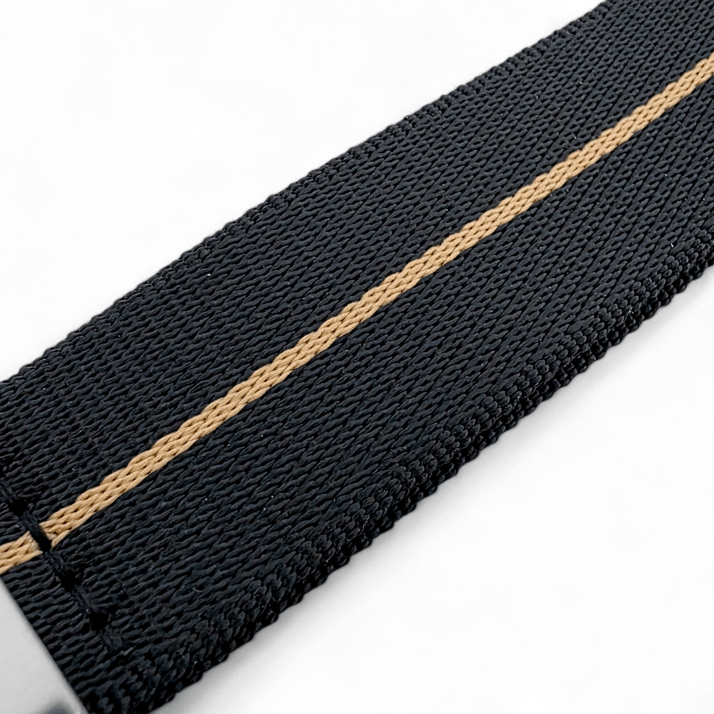 Serica 1.8mm Thick Nylon Military Watch Strap Band 20mm 22mm Black Khaki Stripe - Wrist Envy