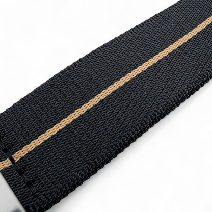 Serica 1.8mm Thick Nylon Military Watch Strap Band 20mm 22mm Black Khaki Stripe - Wrist Envy