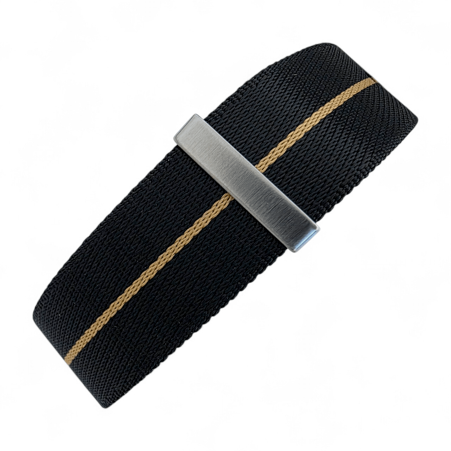 Serica 1.8mm Thick Nylon Military Watch Strap Band 20mm 22mm Black Khaki Stripe - Wrist Envy