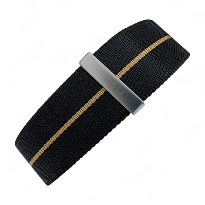 Serica 1.8mm Thick Nylon Military Watch Strap Band 20mm 22mm Black Khaki Stripe - Wrist Envy