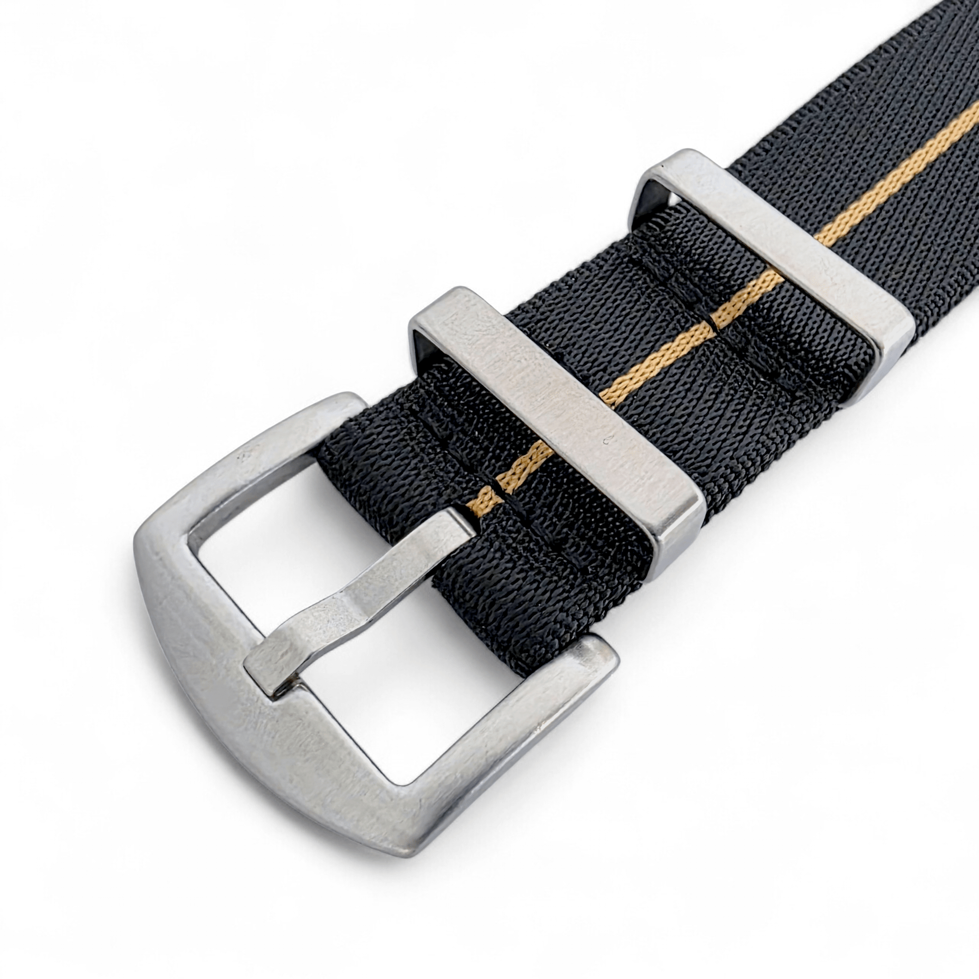 Serica 1.8mm Thick Nylon Military Watch Strap Band 20mm 22mm Black Khaki Stripe - Wrist Envy
