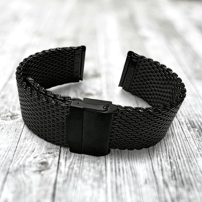 Shark Mesh Black High Quality 2.7mm Thick Milanese Watch Strap 18 20 22 mm - Wrist Envy