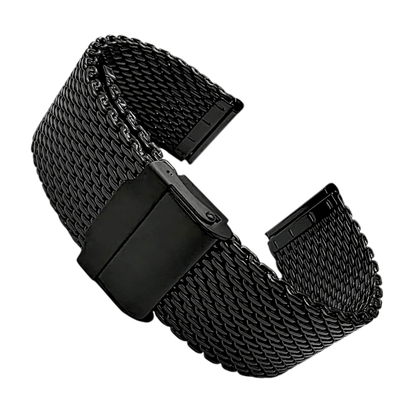 Shark Mesh Black High Quality 2.7mm Thick Milanese Watch Strap 18 20 22 mm - Wrist Envy