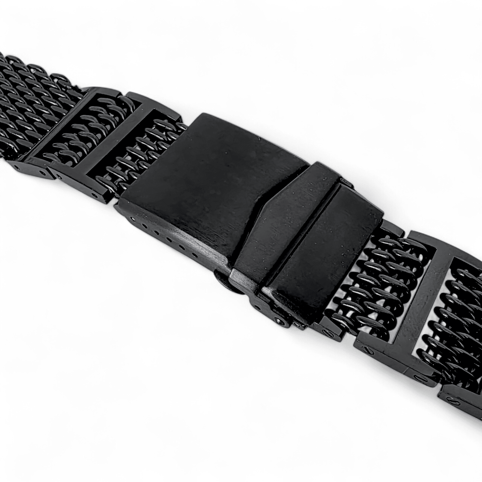 Shark Mesh H Link Black PVD 4.2mm Thick Watch Bracelet 20mm 22mm - Wrist Envy