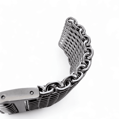Shark Mesh H Link Black PVD 4.2mm Thick Watch Bracelet 20mm 22mm - Wrist Envy