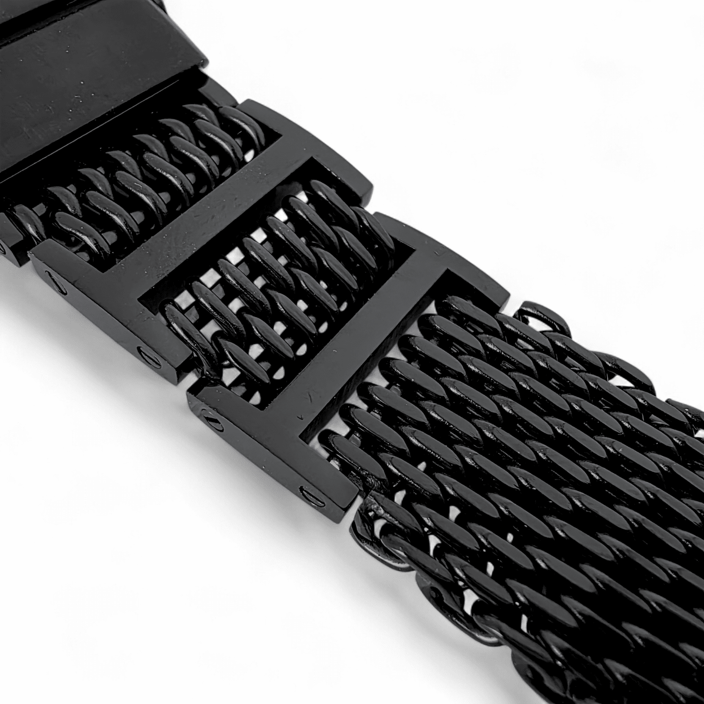 Shark Mesh H Link Black PVD 4.2mm Thick Watch Bracelet 20mm 22mm - Wrist Envy