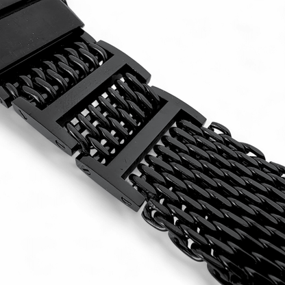 Shark Mesh H Link Black PVD 4.2mm Thick Watch Bracelet 20mm 22mm - Wrist Envy