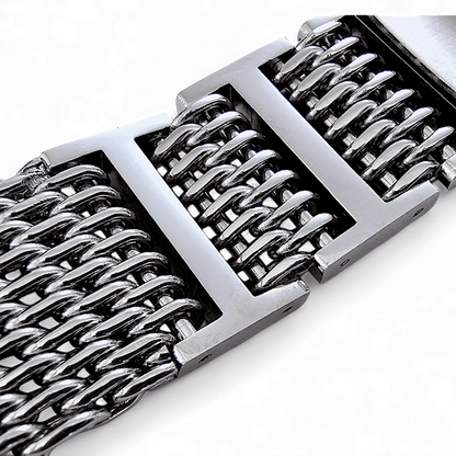 Shark Mesh H Link Black PVD 4.2mm Thick Watch Bracelet 20mm 22mm - Wrist Envy
