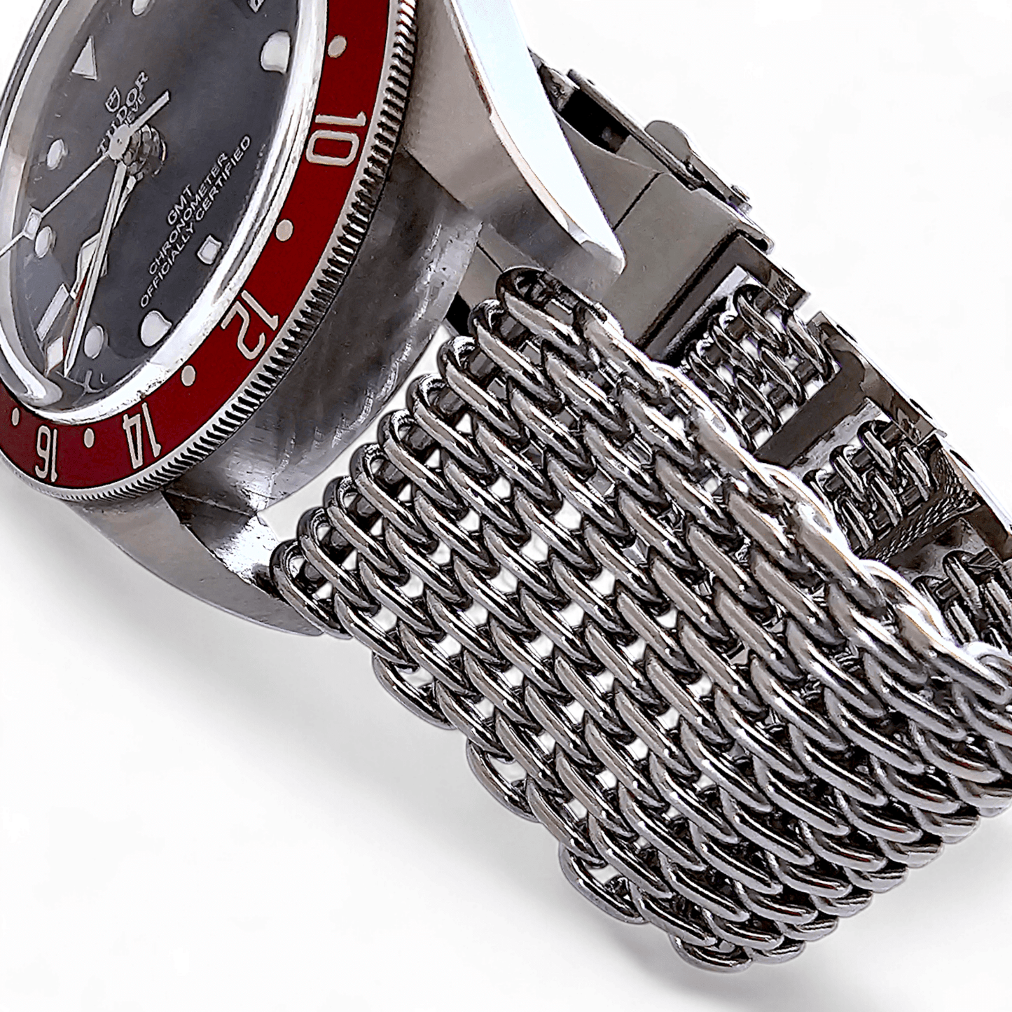 Shark Mesh H Link Black PVD 4.2mm Thick Watch Bracelet 20mm 22mm - Wrist Envy