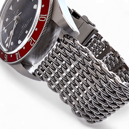 Shark Mesh H Link Black PVD 4.2mm Thick Watch Bracelet 20mm 22mm - Wrist Envy