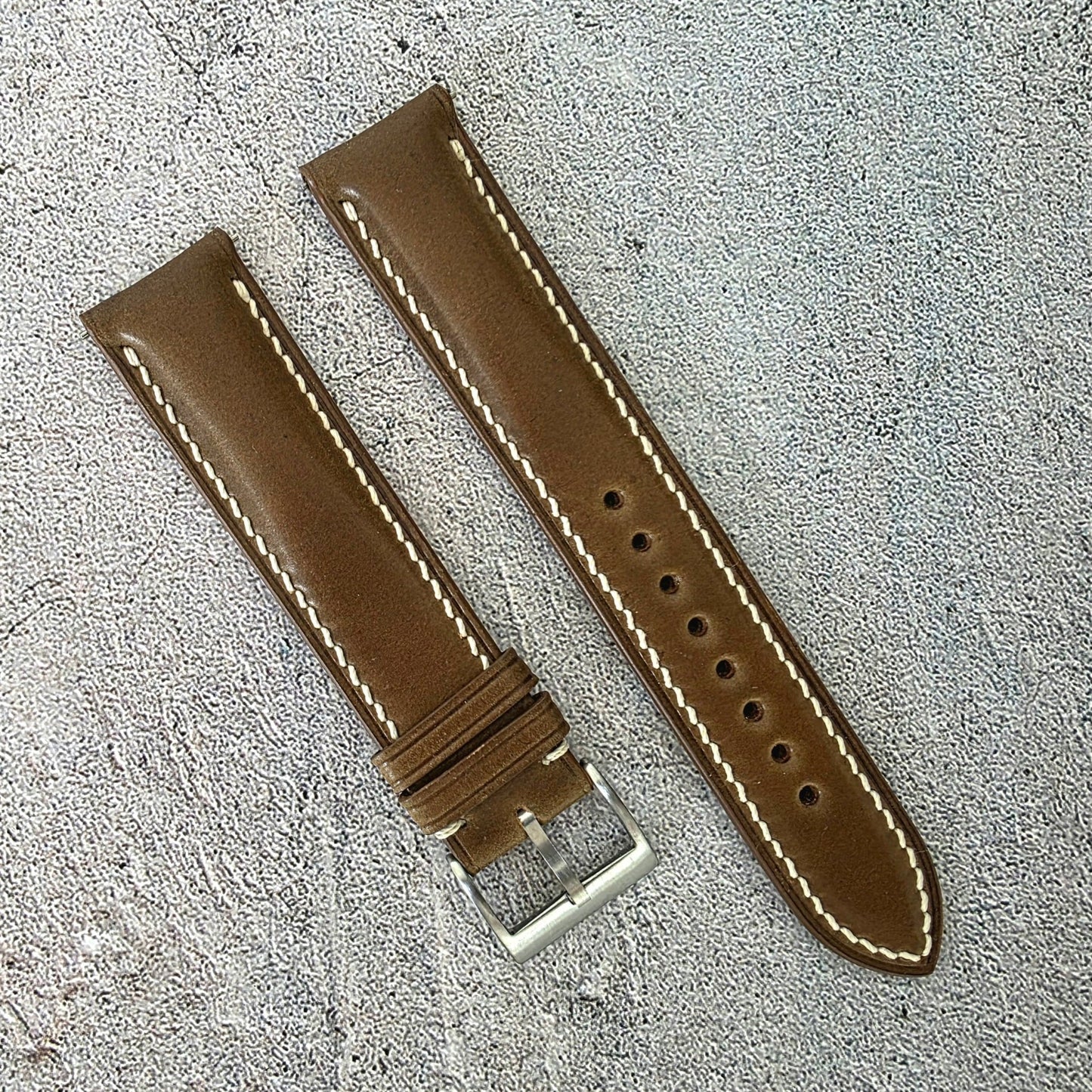Shell Cordovan Hand Stitched Leather Strap 20mm - Wrist Envy