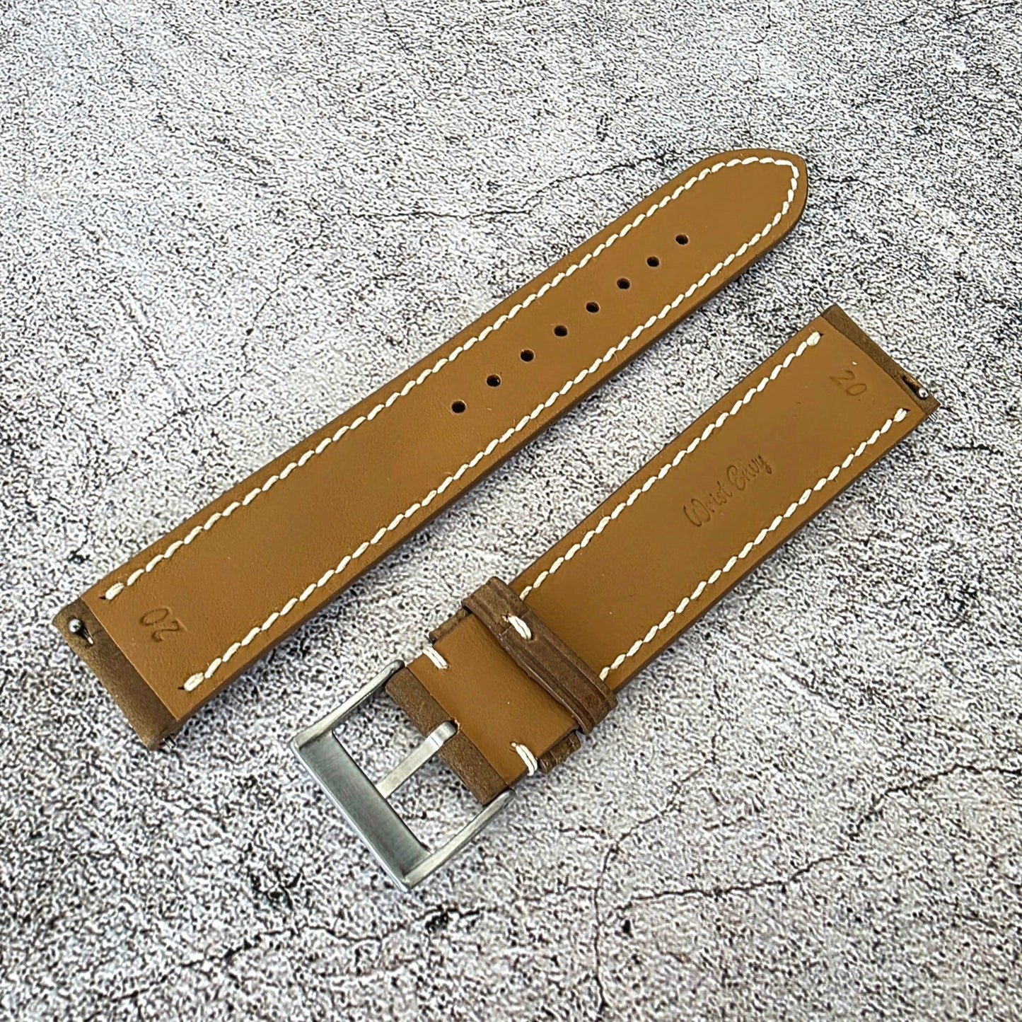 Shell Cordovan Hand Stitched Leather Strap 20mm - Wrist Envy