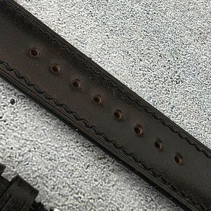Shell Cordovan Hand Stitched Leather Strap 20mm Black - Wrist Envy