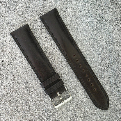 Shell Cordovan Hand Stitched Leather Strap 20mm Black - Wrist Envy