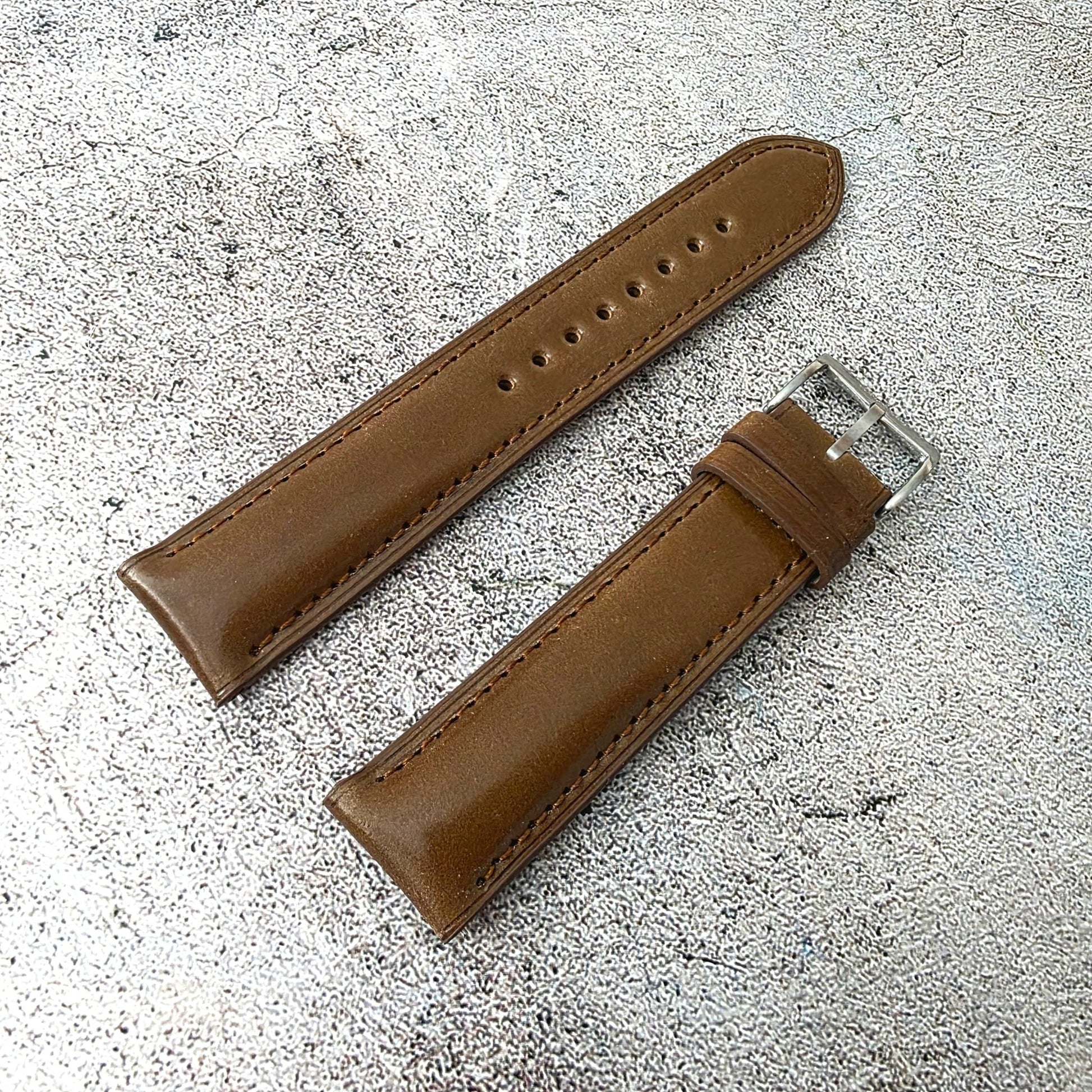 Shell Cordovan Leather Watch Strap - Custom Ready Made - Bourbon - Wrist Envy