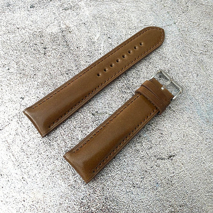 Shell Cordovan Leather Watch Strap - Custom Ready Made - Bourbon - Wrist Envy