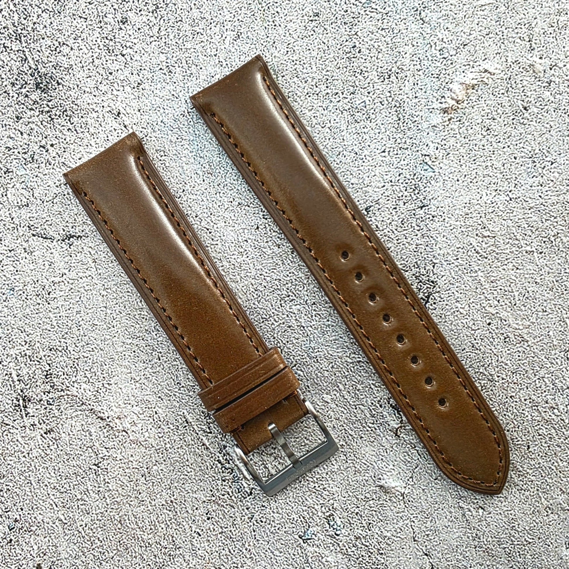 Shell Cordovan Leather Watch Strap - Custom Ready Made - Bourbon - Wrist Envy