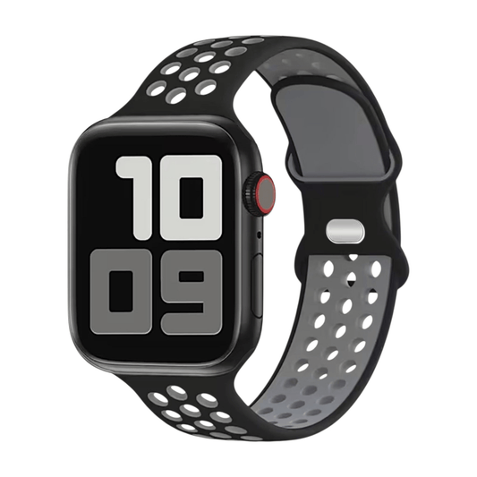 Silicone Sports Band For Apple Watch Black Grey - Wrist Envy