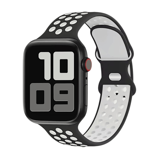 Silicone Sports Band For Apple Watch Black White - Wrist Envy