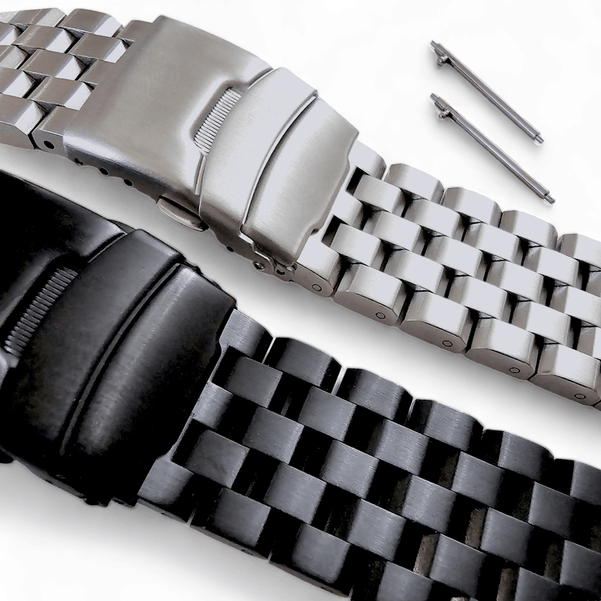 Solid Stainless Steel Watch Strap Band Bracelet Heavy Black PVD 20mm 22mm Mens - Wrist Envy