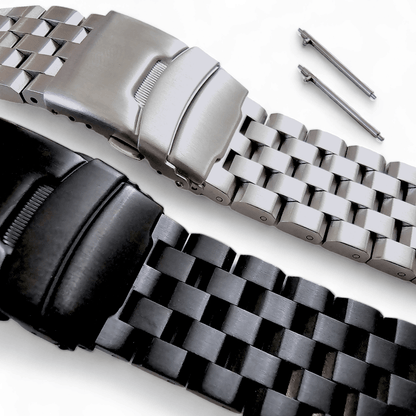 Solid Stainless Steel Watch Strap Band Bracelet Heavy Black PVD 20mm 22mm Mens - Wrist Envy