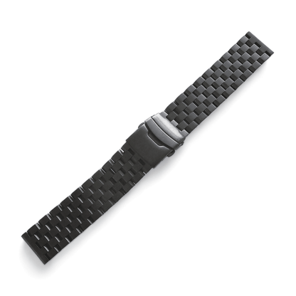 Solid Stainless Steel Watch Strap Band Bracelet Heavy Black PVD 20mm 22mm Mens - Wrist Envy