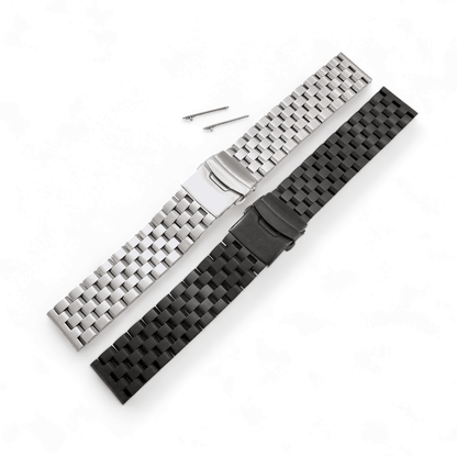 Solid Stainless Steel Watch Strap Band Bracelet Heavy Black PVD 20mm 22mm Mens - Wrist Envy