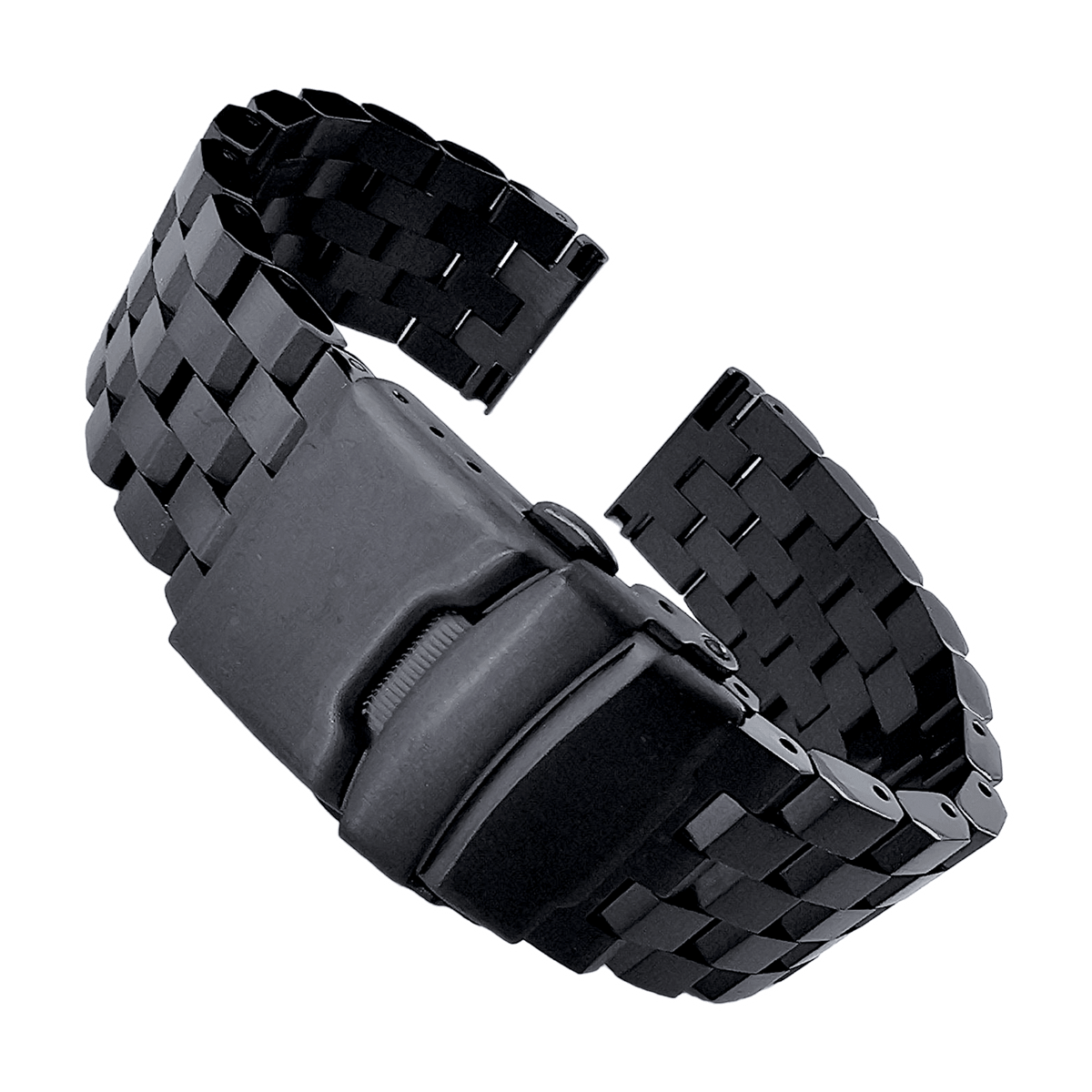 Solid Stainless Steel Watch Strap Band Bracelet Heavy Black PVD 20mm 22mm Mens - Wrist Envy