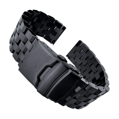 Solid Stainless Steel Watch Strap Band Bracelet Heavy Black PVD 20mm 22mm Mens - Wrist Envy