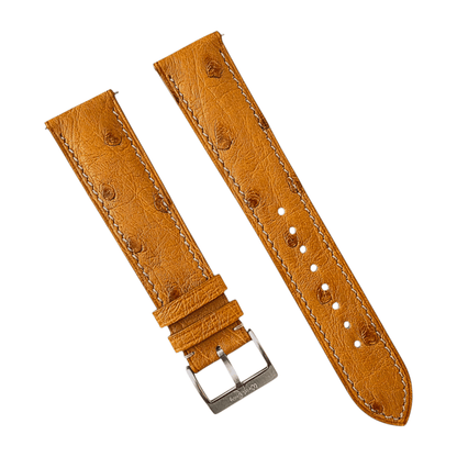 South African Ostrich Strap 20mm Light Tan - Wrist Envy
