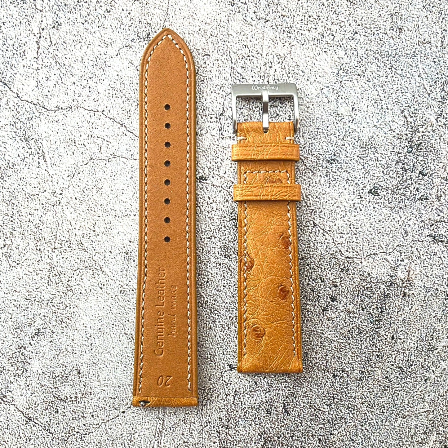 South African Ostrich Strap - Custom Ready Made - Light Tan - Wrist Envy