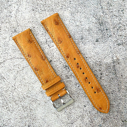 South African Ostrich Strap - Custom Ready Made - Light Tan - Wrist Envy