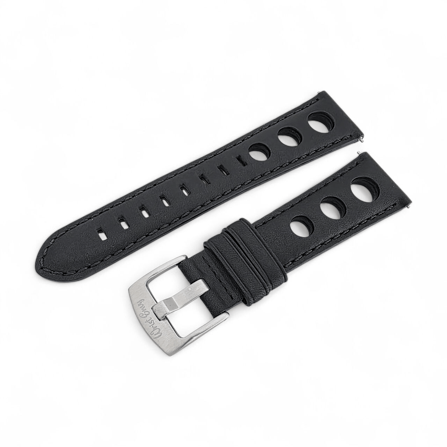 Stirling Horween Leather Rally Watch Strap 20m 22mm Black - Wrist Envy