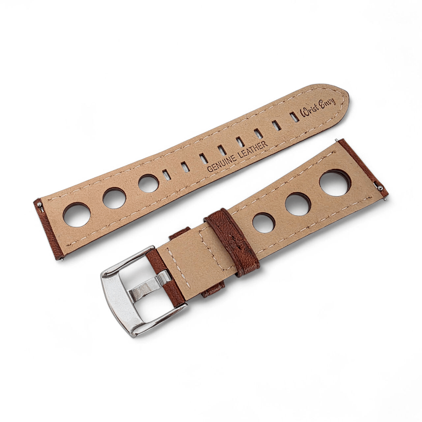 Stirling Horween Leather Rally Watch Strap 20m 22mm Chestnut Brown - Wrist Envy