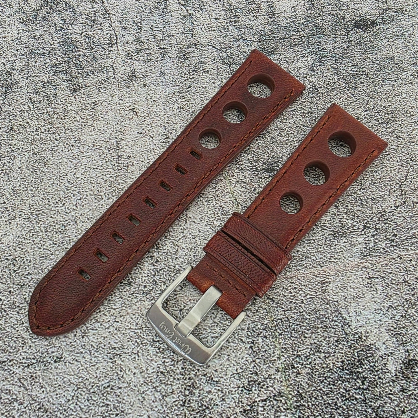 Stirling Horween Leather Rally Watch Strap 20m 22mm Chestnut Brown - Wrist Envy