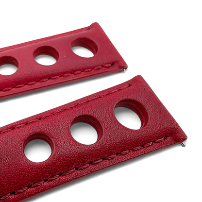 Stirling Horween Leather Rally Watch Strap 20m 22mm Crimson Red - Wrist Envy