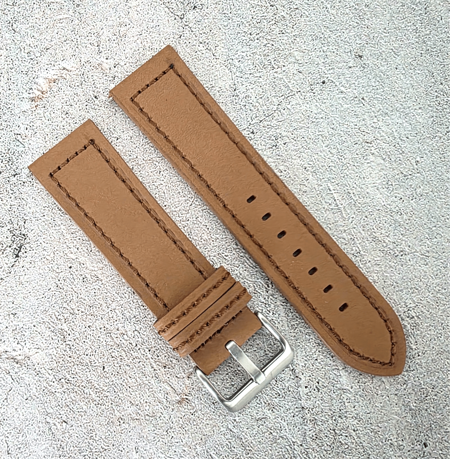 Suede Leather Watch Strap Band Thick Two Piece 24mm Light Brown Mens UK - Wrist Envy
