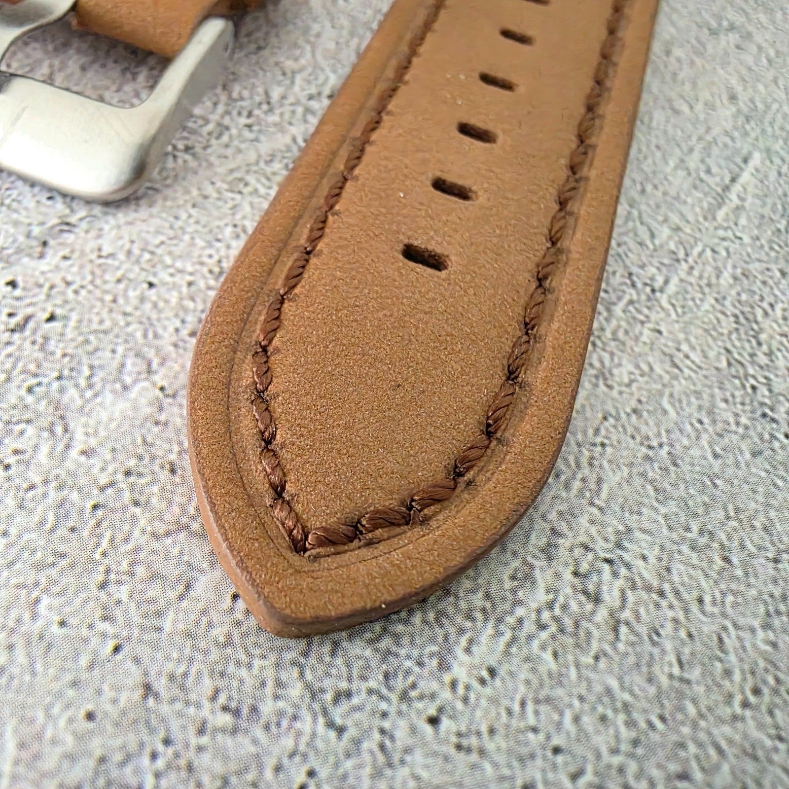 Suede Leather Watch Strap Band Thick Two Piece 24mm Light Brown Mens UK - Wrist Envy