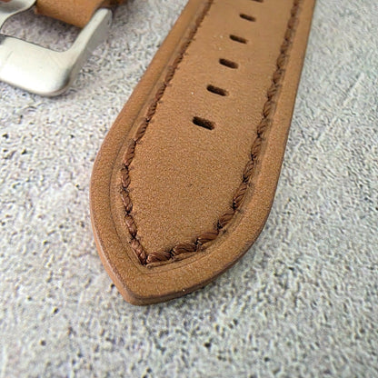 Suede Leather Watch Strap Band Thick Two Piece 24mm Light Brown Mens UK - Wrist Envy