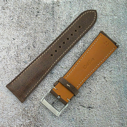 Tuscan Marbled Leather Strap - Custom Ready Made - Dark Brown - Wrist Envy