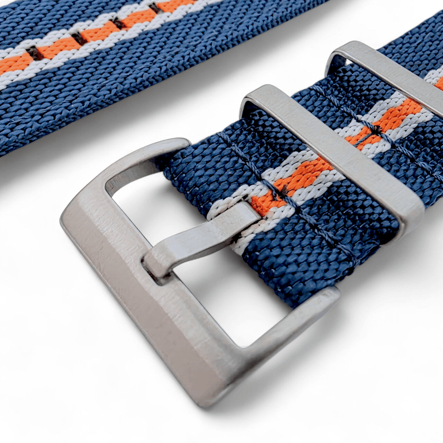 Two Piece Nylon Canvas Watch Strap 20mm 22mm Blue White Orange - Wrist Envy
