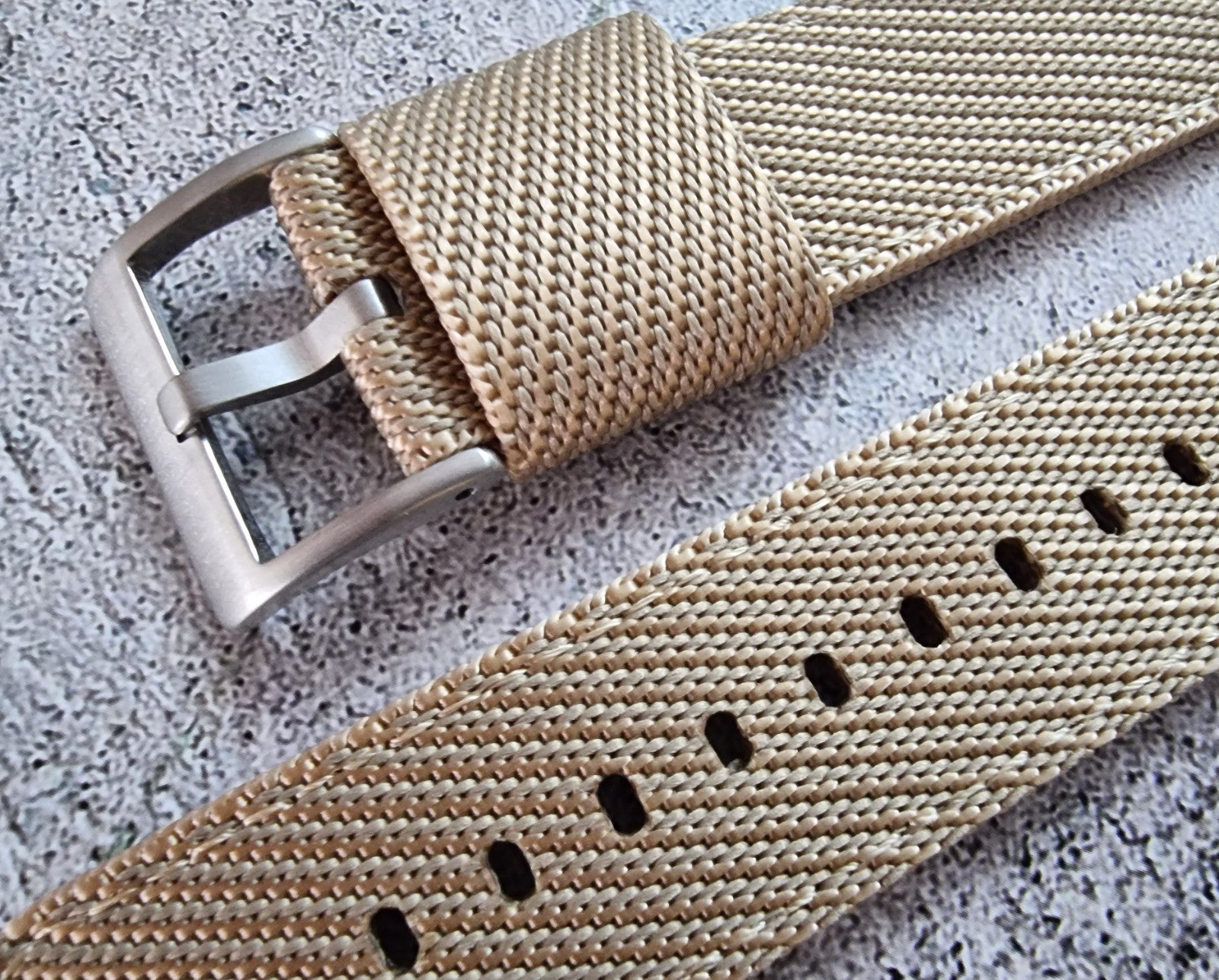 Two Piece Watch Strap Band Canvas 22mm Beige Khaki - Wrist Envy